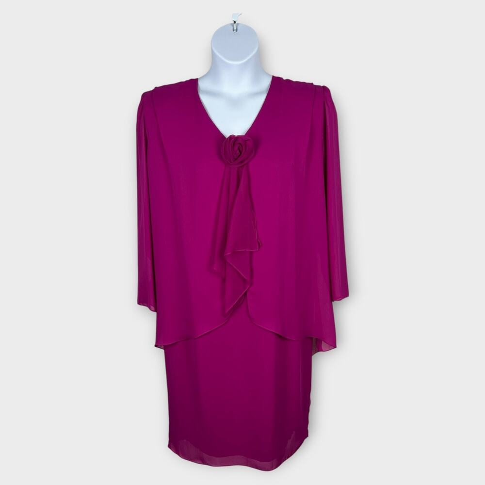 Vintage Ursula of Switzerland Dress Size 16‎ Pink Shift Chiffon Flowy Wedding